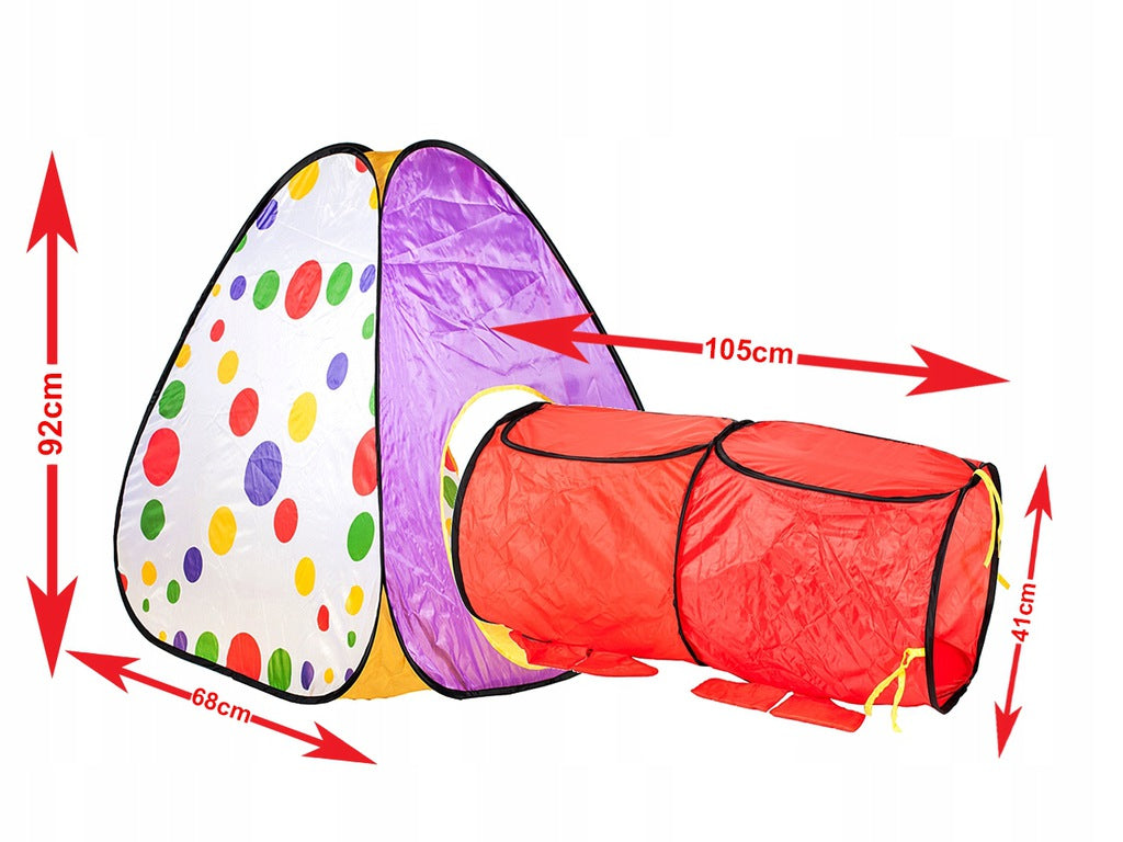 Cort de joaca pentru copii RED CATERPILLAR format dintr-un iglou cu dimensiunile 68 x 68 x 92 cm si un tunel 105 x 41 x 41 cm, Usor de asamblat, Fabricat din material sintectic si durabil, Ce garanteaza ore intregi de distractie