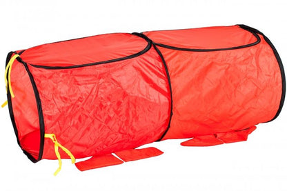 Cort de joaca pentru copii RED CATERPILLAR format dintr-un iglou cu dimensiunile 68 x 68 x 92 cm si un tunel 105 x 41 x 41 cm, Usor de asamblat, Fabricat din material sintectic si durabil, Ce garanteaza ore intregi de distractie