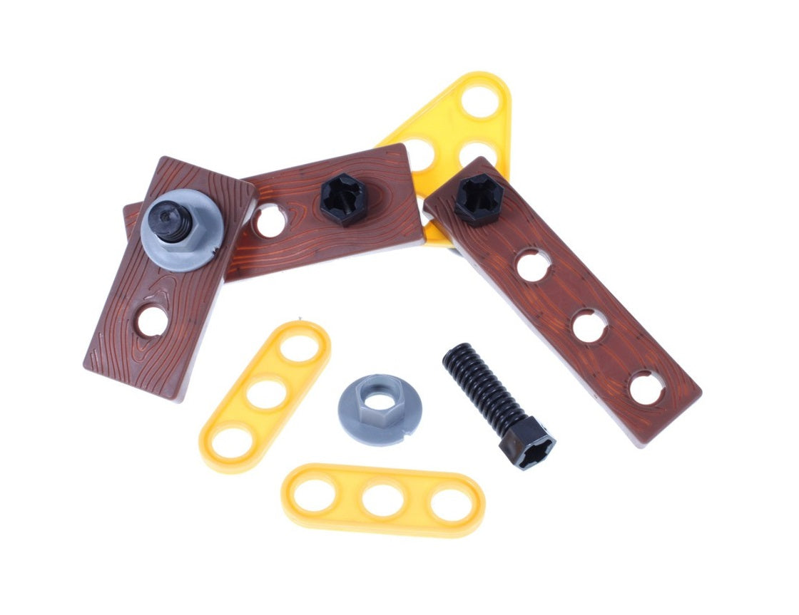 Mini valiza de scule interactiva idealSTORE The first constructor, Dimensiuni 36 x 7 x 58 cm, Include accesorii specifice ce permit dezvoltarea abilitatilor manuale