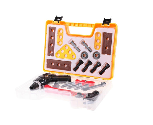 Mini valiza de scule interactiva idealSTORE The first constructor, Dimensiuni 36 x 7 x 58 cm, Include accesorii specifice ce permit dezvoltarea abilitatilor manuale