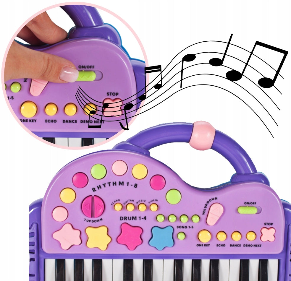 Orga Electronica Interactiva idealStore Let's Sing Pentru Copii, Portabila, Maner Confortabil, 29 Taste, 2 Difuzoare Incorporate, 8 Moduri Ritmice, 5 Melodii Preincarcate, Buton de Control al Volumului, Buton de Pornire/Oprire