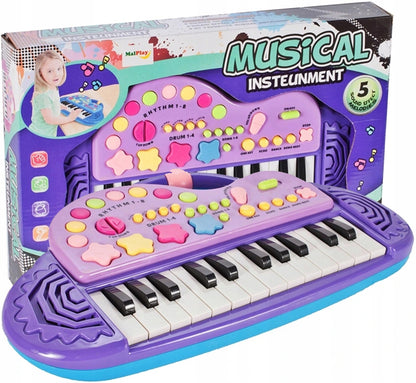 Orga Electronica Interactiva idealStore Let's Sing Pentru Copii, Portabila, Maner Confortabil, 29 Taste, 2 Difuzoare Incorporate, 8 Moduri Ritmice, 5 Melodii Preincarcate, Buton de Control al Volumului, Buton de Pornire/Oprire