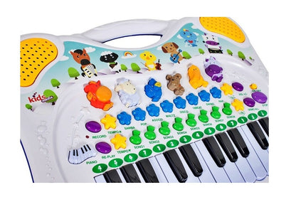 Orga electronica interactiva idealSTORE World Disney Animal, Dimensiuni 38.0 x 27.0 cm, Echipata cu 6 sunete de animale, 8 melodii vesele, Functie de inregistrare si redare, Design multifunctional