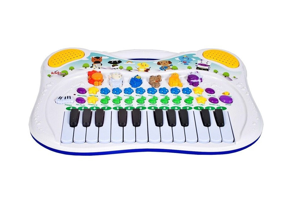 Orga electronica interactiva idealSTORE World Disney Animal, Dimensiuni 38.0 x 27.0 cm, Echipata cu 6 sunete de animale, 8 melodii vesele, Functie de inregistrare si redare, Design multifunctional