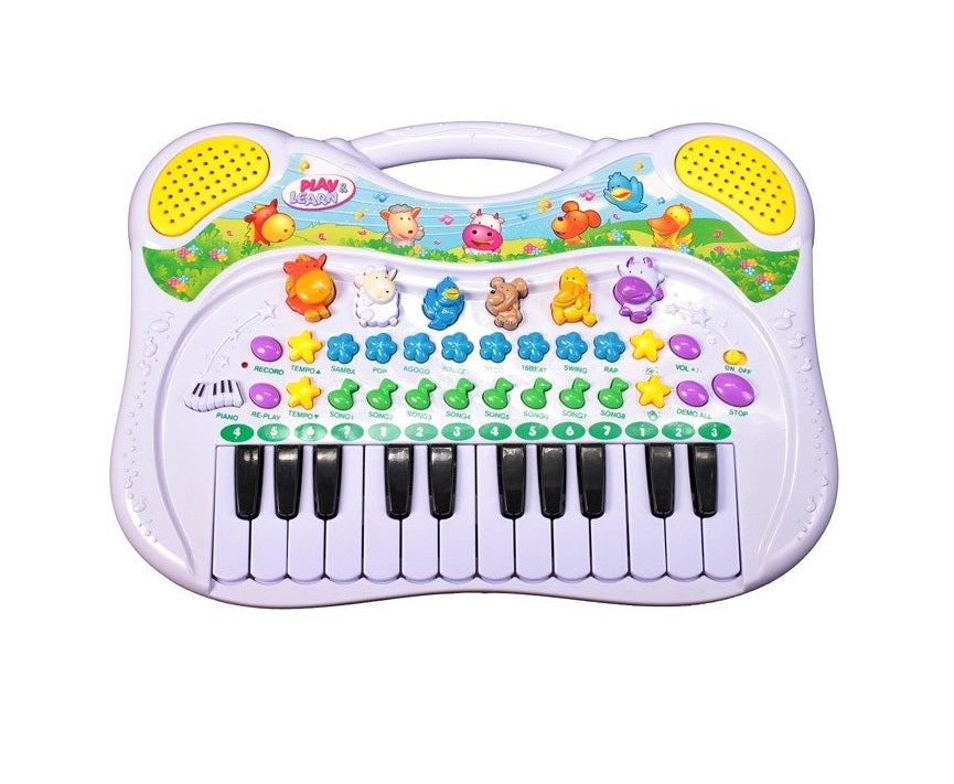 Orga electronica interactiva idealSTORE World Disney Animal, Dimensiuni 38.0 x 27.0 cm, Echipata cu 6 sunete de animale, 8 melodii vesele, Functie de inregistrare si redare, Design multifunctional