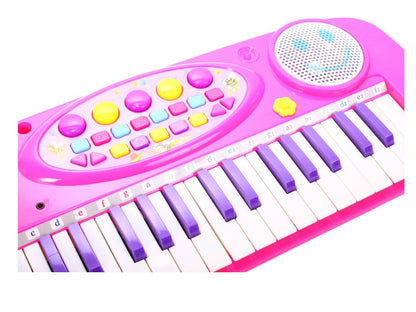 Mini orga electronica cu microfon idealSTORE Smile Magic Sing, Dimensiuni 47 x 10 x 18.5 cm, Echipata cu 37 de clape multifunctionale, Control volum