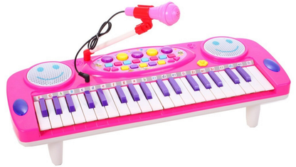 Mini orga electronica cu microfon idealSTORE Smile Magic Sing, Dimensiuni 47 x 10 x 18.5 cm, Echipata cu 37 de clape multifunctionale, Control volum