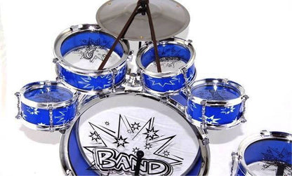 Set tobe muzicale IDL cu sacunel, MY FIRST BAND, 6 Piese, ce garanteaza ore de distactie muzicala ce ajuta la dezvolatrea abilitatilor cognitive, a coordonarii miscarilor si sporeste atentia distributiva, Design compact, Albastru