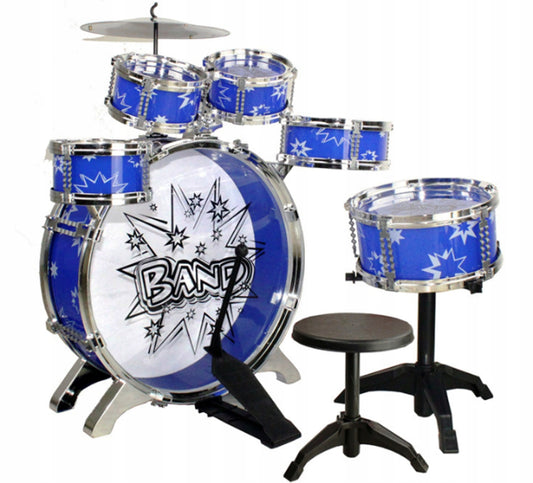 Set tobe muzicale IDL cu sacunel, MY FIRST BAND, 6 Piese, ce garanteaza ore de distactie muzicala ce ajuta la dezvolatrea abilitatilor cognitive, a coordonarii miscarilor si sporeste atentia distributiva, Design compact, Albastru