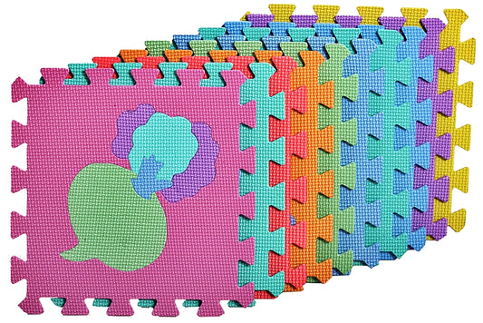 Puzzle tip covor cu 10 Fructe, Dimensiune litera 29x29 cm, Ajuta la dezvoltarea creativitatii si coordonarii Mana-Ochi pentru copii, Burete