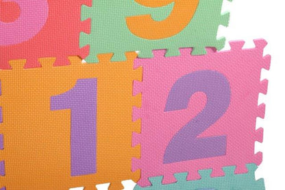Puzzle tip covor cu 10 Cifre, Dimensiune litera 29x29 cm, Ajuta la dezvoltarea creativitatii si coordonarii Mana-Ochi pentru copii, Material :Burete, Culoare : Multicolor