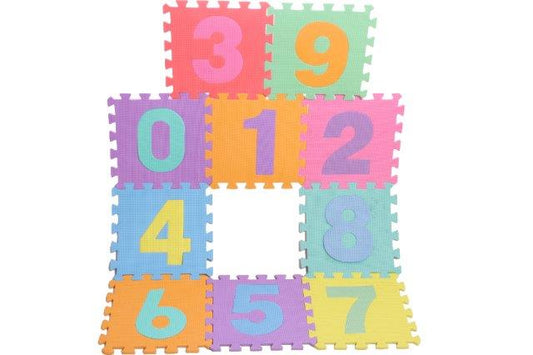 Puzzle tip covor cu 10 Cifre, Dimensiune litera 29x29 cm, Ajuta la dezvoltarea creativitatii si coordonarii Mana-Ochi pentru copii, Material :Burete, Culoare : Multicolor