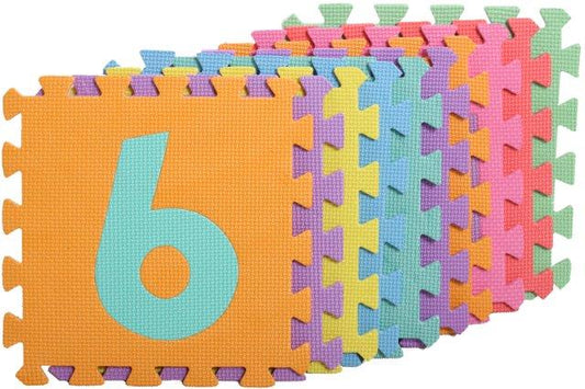 Puzzle tip covor cu 10 Cifre, Dimensiune litera 29x29 cm, Ajuta la dezvoltarea creativitatii si coordonarii Mana-Ochi pentru copii, Material :Burete, Culoare : Multicolor