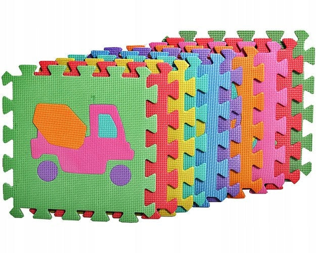 Puzzle tip covor cu 10 Forme, Dimensiune forma 29x29 cm, Ajuta la dezvoltarea creativitatii si coordonarii Mana-Ochi pentru copii, Burete