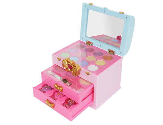 Trusa Make-up Magical Unicorn IdealStore, Dimensiune 11.5 X 15,5 X 20 cm, Contine 20 de produse de infrumusetare, 8 farduri de pleoape, 3 lacuri de unghii, 4 rujuri, Organizata pe 3 nivele cu 2 sertare, Roz