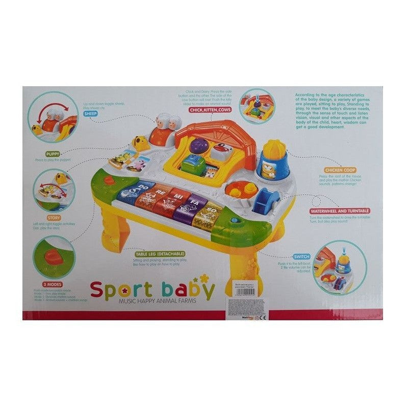 Masuta interactiva de activitati Musical Learning Table SOLTOY Yellow pentru bebelusi cu sunete, lumini, pian si diferite activitati