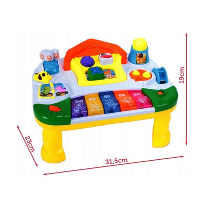 Masuta interactiva de activitati Musical Learning Table SOLTOY Yellow pentru bebelusi cu sunete, lumini, pian si diferite activitati