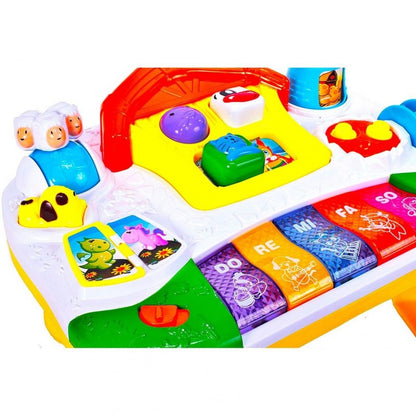 Masuta interactiva de activitati Musical Learning Table SOLTOY Yellow pentru bebelusi cu sunete, lumini, pian si diferite activitati