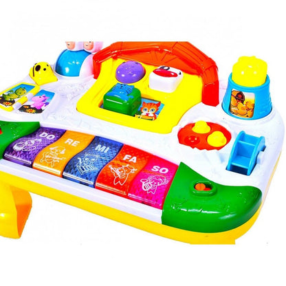 Masuta interactiva de activitati Musical Learning Table SOLTOY Yellow pentru bebelusi cu sunete, lumini, pian si diferite activitati