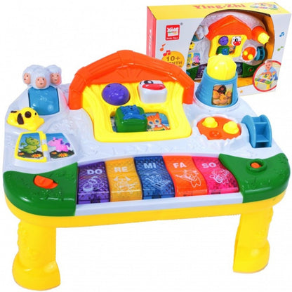 Masuta interactiva de activitati Musical Learning Table SOLTOY Yellow pentru bebelusi cu sunete, lumini, pian si diferite activitati