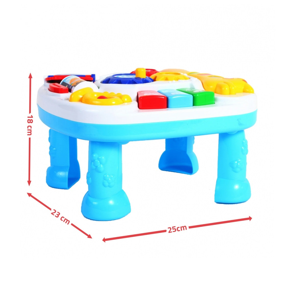 Centru de activitati interactiv 2 in 1 idealSTORE, Masuta cu Girafa, Accesorizat cu un panou cu diferite activitati interesante ce asigura dezvoltarea mobilitatii, Lumini si sunete