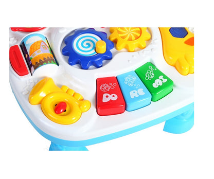 Centru de activitati interactiv 2 in 1 idealSTORE, Masuta cu Girafa, Accesorizat cu un panou cu diferite activitati interesante ce asigura dezvoltarea mobilitatii, Lumini si sunete