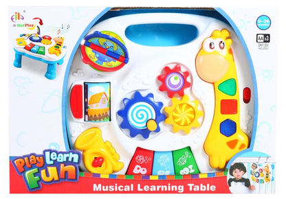 Centru de activitati interactiv 2 in 1 idealSTORE, Masuta cu Girafa, Accesorizat cu un panou cu diferite activitati interesante ce asigura dezvoltarea mobilitatii, Lumini si sunete