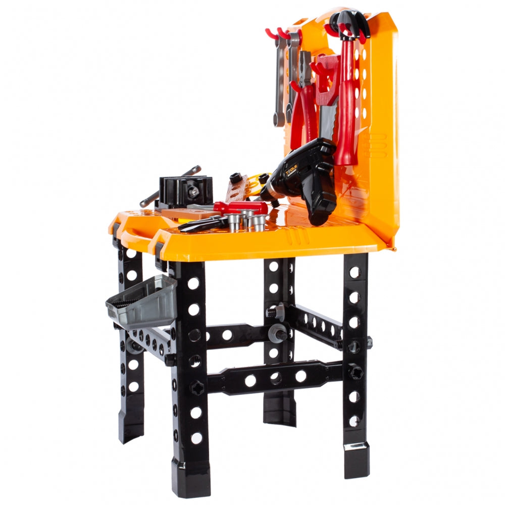 Banc de lucru interactiv stil valiza Captain Yellow Mecanic, Accesorizat cu o multitudine de instrumente specifice, Incurajeaza distractia si contribuie la dezvoltarea creativitatii, O oportunitate unica de bricolaj vesel