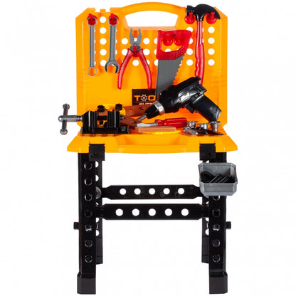 Banc de lucru interactiv stil valiza Captain Yellow Mecanic, Accesorizat cu o multitudine de instrumente specifice, Incurajeaza distractia si contribuie la dezvoltarea creativitatii, O oportunitate unica de bricolaj vesel