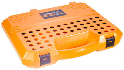 Banc de lucru interactiv stil valiza Captain Yellow Mecanic, Accesorizat cu o multitudine de instrumente specifice, Incurajeaza distractia si contribuie la dezvoltarea creativitatii, O oportunitate unica de bricolaj vesel