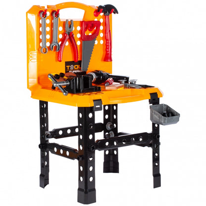 Banc de lucru interactiv stil valiza Captain Yellow Mecanic, Accesorizat cu o multitudine de instrumente specifice, Incurajeaza distractia si contribuie la dezvoltarea creativitatii, O oportunitate unica de bricolaj vesel