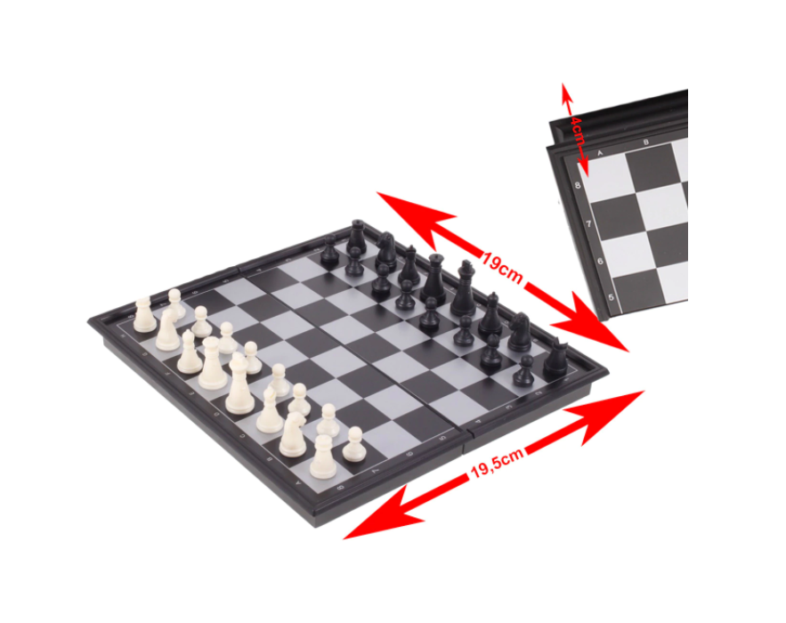 Mini Tabla de Sah Magnetic World Game idealSTORE, Dimensiuni 19.5x19x2 cm, Antreneaza Memoria, Capacitatea Gandirii Abstracte si Logice, Dezvolta Imaginatia, Culoare Alb-Negru