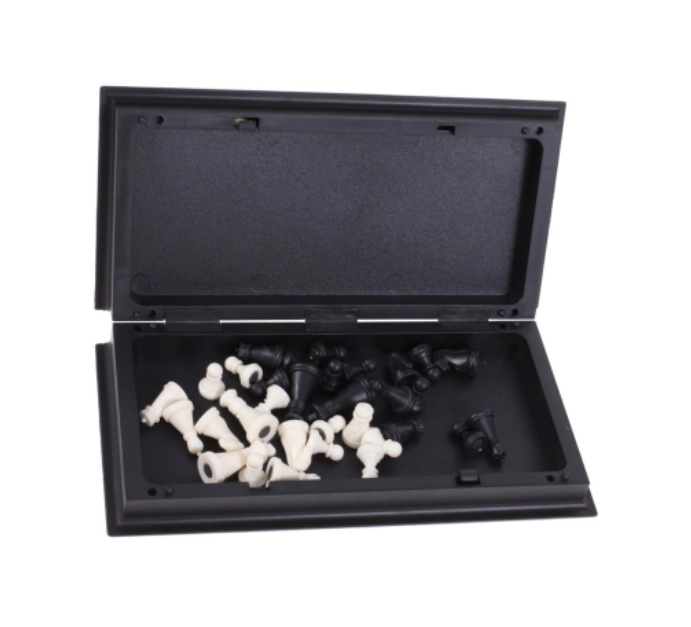 Mini Tabla de Sah Magnetic World Game idealSTORE, Dimensiuni 19.5x19x2 cm, Antreneaza Memoria, Capacitatea Gandirii Abstracte si Logice, Dezvolta Imaginatia, Culoare Alb-Negru