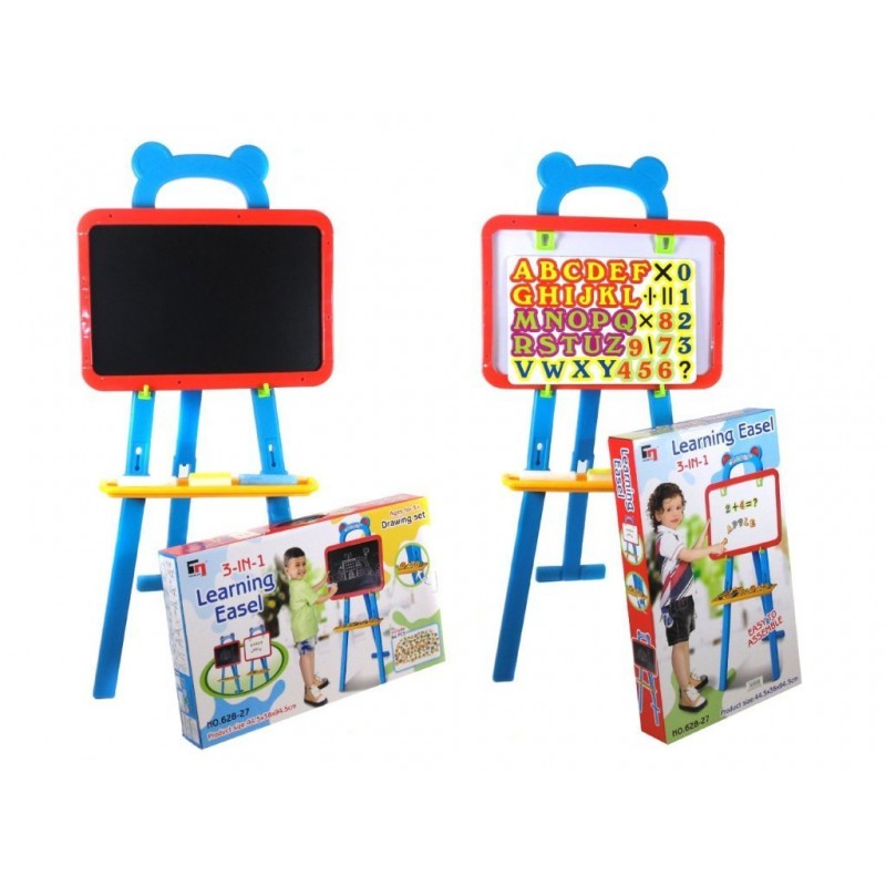 Tabla creativa IDL magnetica cu stativ , pentru copilul tau , numere si simboluri magnetice , 84 piese , burete , creta , Multicolora