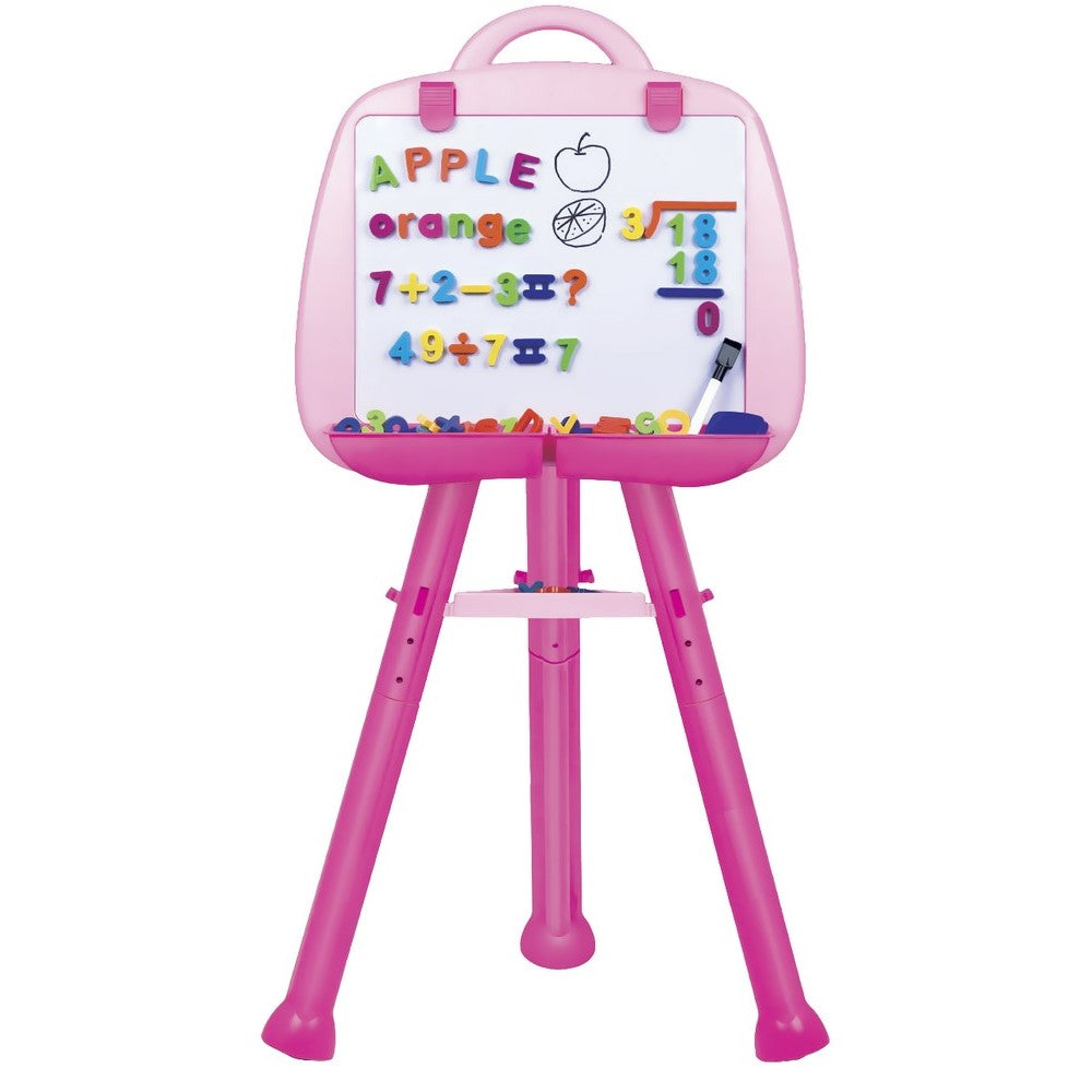 Tabla creativa IDL Deseneaza-ma, pentru copilul tau, 80litere, numere si simboluri magnetice, 1 marker pe baza de apa, 1 burete de sters, 3 tavite de depozitare, Culoare Roz, ideala pentru CREATIVITATEA copilului tau