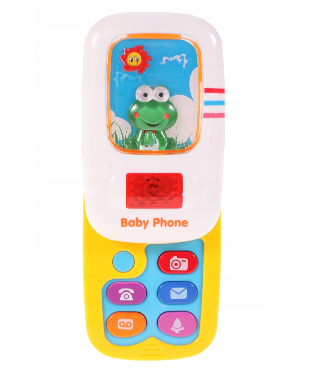 Telefon interactiv pentru copii IDL, CrazyFrog Phone, Dimensiuni 21 x 5.5 x 13 cm, Accesorizat cu sunete si lumina interioara, Echipat cu o interfata atractiva si un design atragator este accesoriul ideal pentru orice copil, Glisabil