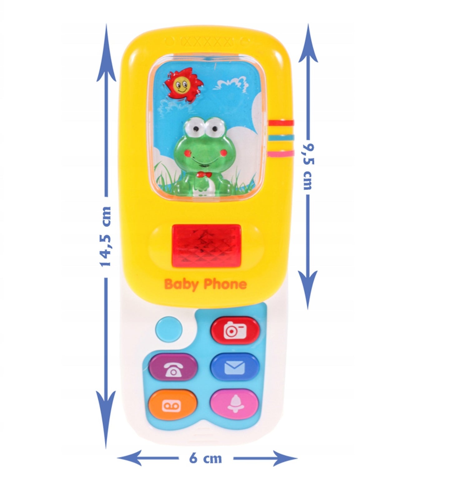 Telefon interactiv pentru copii IDL, CrazyFrog Phone, Dimensiuni 21 x 5.5 x 13 cm, Accesorizat cu sunete si lumina interioara, Echipat cu o interfata atractiva si un design atragator este accesoriul ideal pentru orice copil, Glisabil