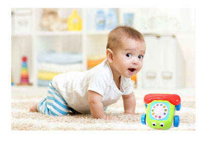 Telefon interactiv pentru copii IDL, MERRY KIDS PHONE, Dimensiuni 19 x 18 x 12 cm, Echipat cu roti si snur pentru plimbari ideale, Vesel si colorat invita copii la joaca