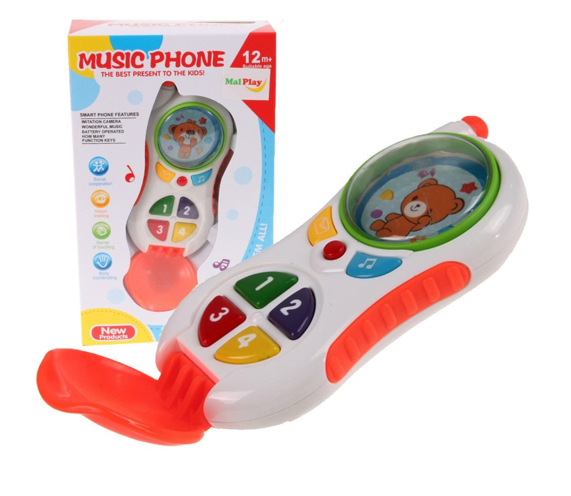 Telefon interactiv pentru copii IDL, THE FIRST ALO, Dimensiuni 14.5 x 6.0 x 5.0 cm, Accesorizat cu sunete si melodii, Echipat cu clapeta pliabila, Design modern in culori ce atrag atentia