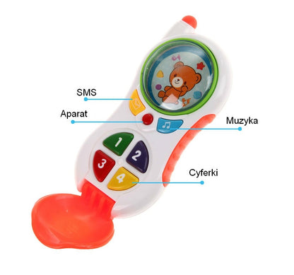 Telefon interactiv pentru copii IDL, THE FIRST ALO, Dimensiuni 14.5 x 6.0 x 5.0 cm, Accesorizat cu sunete si melodii, Echipat cu clapeta pliabila, Design modern in culori ce atrag atentia