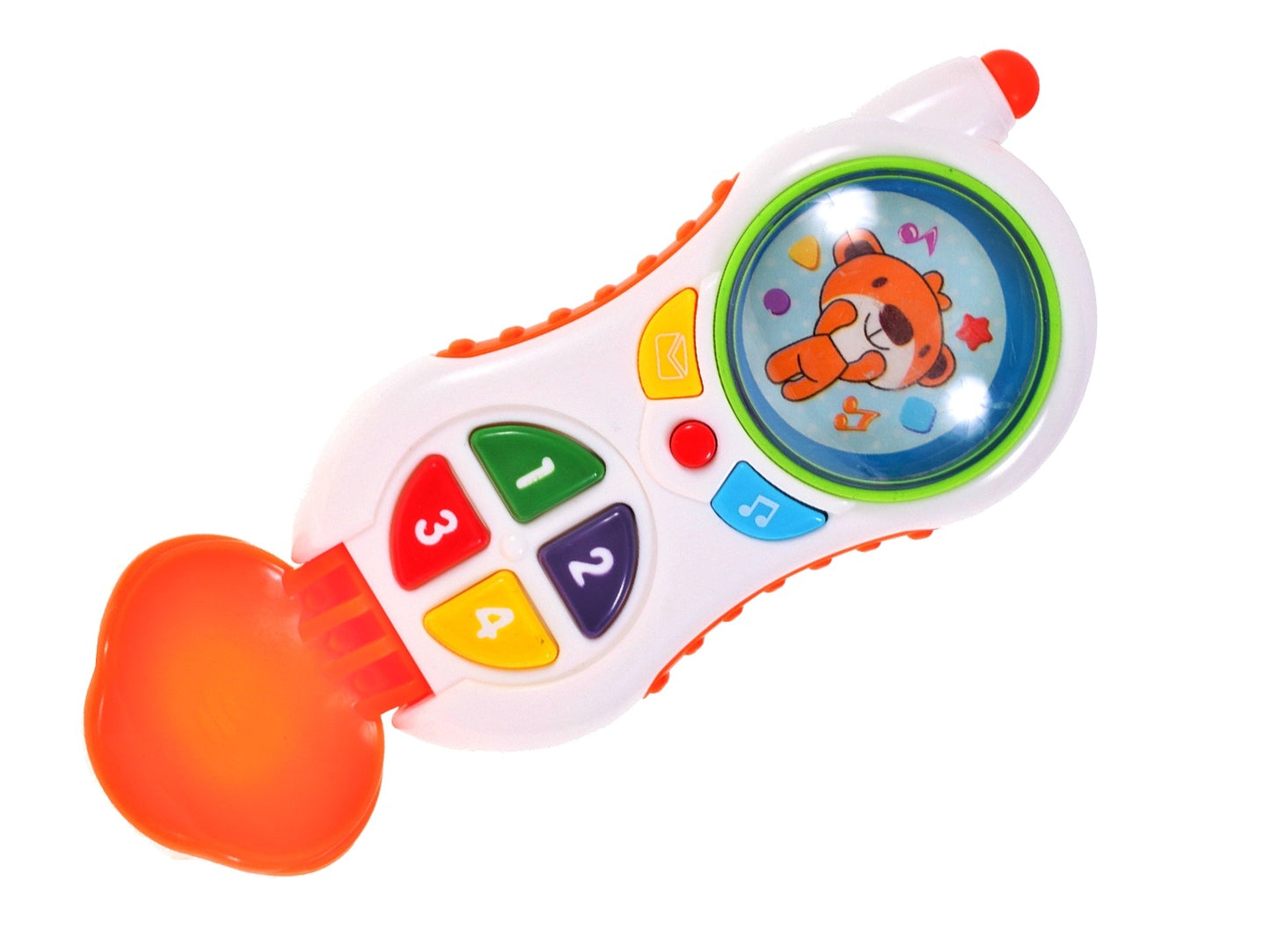 Telefon interactiv pentru copii IDL, THE FIRST ALO, Dimensiuni 14.5 x 6.0 x 5.0 cm, Accesorizat cu sunete si melodii, Echipat cu clapeta pliabila, Design modern in culori ce atrag atentia