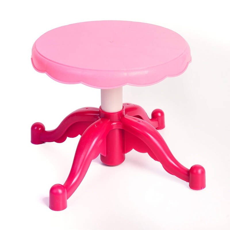 Masuta de toaleta GLAMOUR IdealStore, Adaptata cu intrare MP3 si telecomanda pentru sistemul luminos si sonor, Accesorii de par si mak-up, scaunel, Culoare Roz