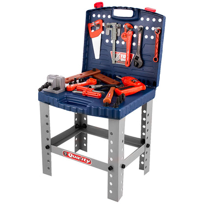 Banc de lucru interactiv Micul meu mecanic, Multitudine de accesorii, 73 cm inaltime, Bormasina, Fierastrau, Ciocan, Suruburi, Menghina, Chei, ideal pentru dezvoltarea imaginatiei, creativitatii si capacitatea de a gandi independent