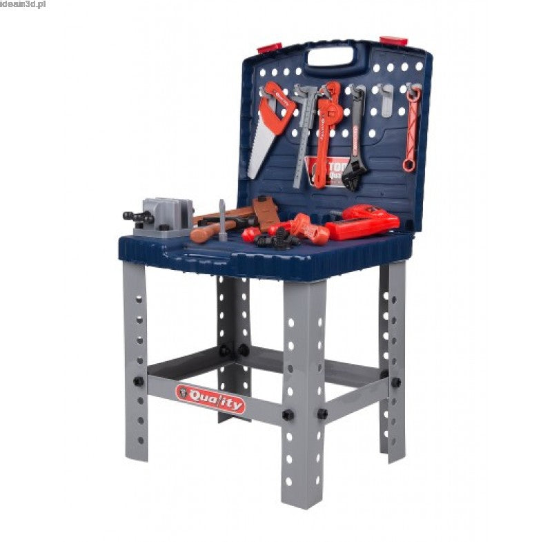 Banc de lucru interactiv Micul meu mecanic, Multitudine de accesorii, 73 cm inaltime, Bormasina, Fierastrau, Ciocan, Suruburi, Menghina, Chei, ideal pentru dezvoltarea imaginatiei, creativitatii si capacitatea de a gandi independent