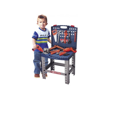 Banc de lucru interactiv Micul meu mecanic, Multitudine de accesorii, 73 cm inaltime, Bormasina, Fierastrau, Ciocan, Suruburi, Menghina, Chei, ideal pentru dezvoltarea imaginatiei, creativitatii si capacitatea de a gandi independent