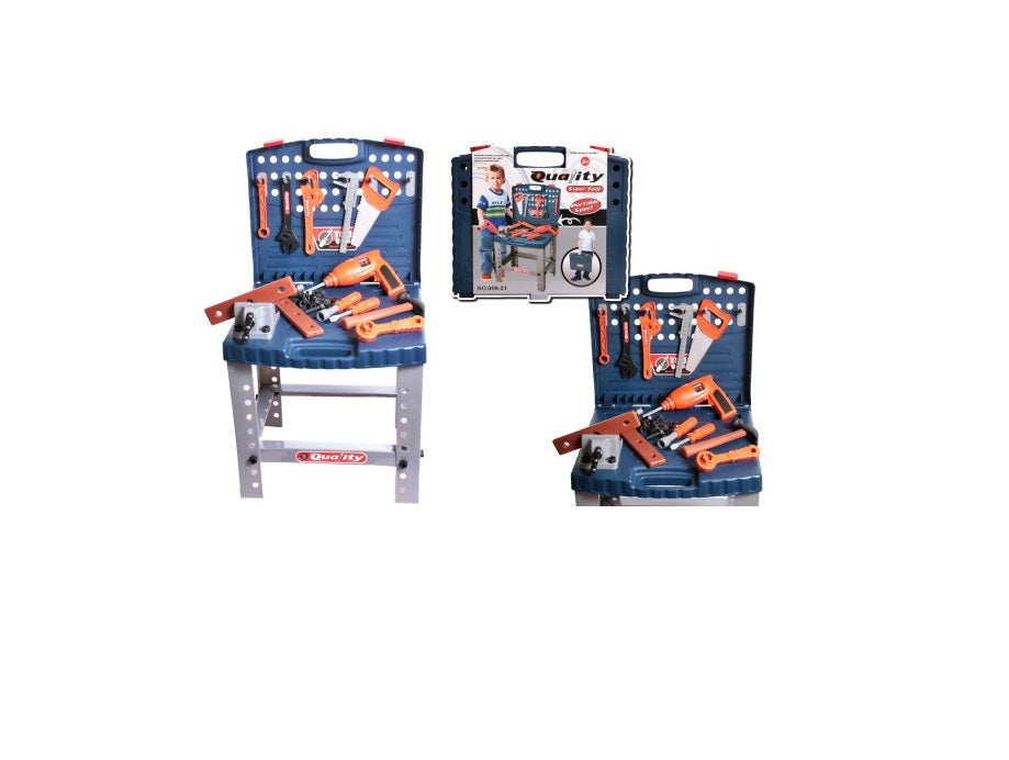 Banc de lucru interactiv Micul meu mecanic, Multitudine de accesorii, 73 cm inaltime, Bormasina, Fierastrau, Ciocan, Suruburi, Menghina, Chei, ideal pentru dezvoltarea imaginatiei, creativitatii si capacitatea de a gandi independent