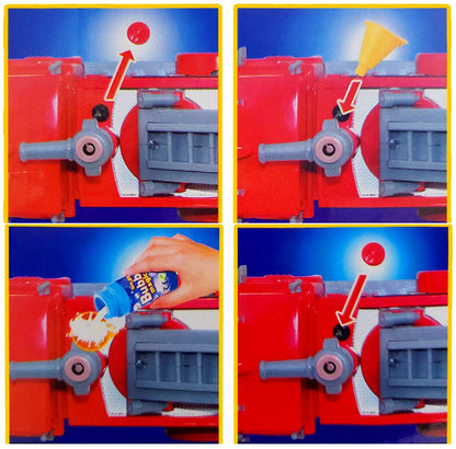 Masina de pompieri interactiva idealSTORE Bubble Fun, Echipata cu un tun mobil ce elibereaza bule, Functii sonore si luminoase si functia de evitare a obstacolelor