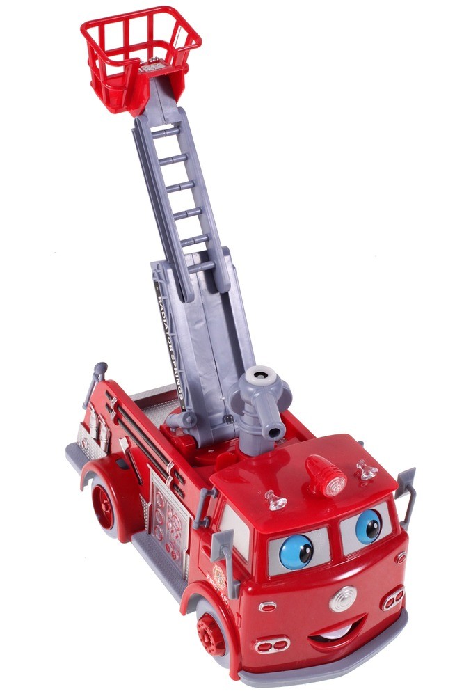 Masina de pompieri interactiva idealSTORE Bubble Fun, Echipata cu un tun mobil ce elibereaza bule, Functii sonore si luminoase si functia de evitare a obstacolelor