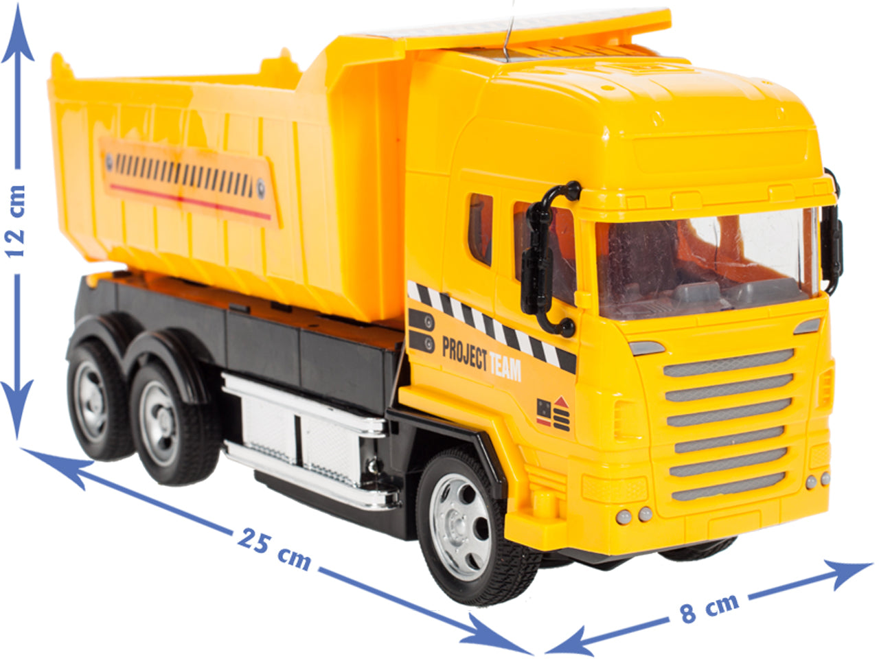 Camion interactiv idealSTORE, DIMENSIUNI 25 x 8 x 12 cm, Control la distanta pentru 4 canale, Autobasculanta mobila, Prag reglabil al rotilor din fata, O incantare pentru orice copil pasionat de masini