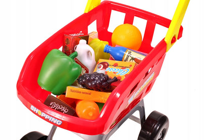 Supermarket joaca copii IDL , Inaltime 82cm , cu carucior de cumparaturi, casa de marcat moderna , scanner de produse , multitudine de produse , Rosu